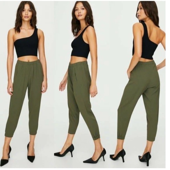 Babaton Pants - ARITZIA BABATON DEXTER PULL ON TUXEDO OLIVE PANT SIZE M